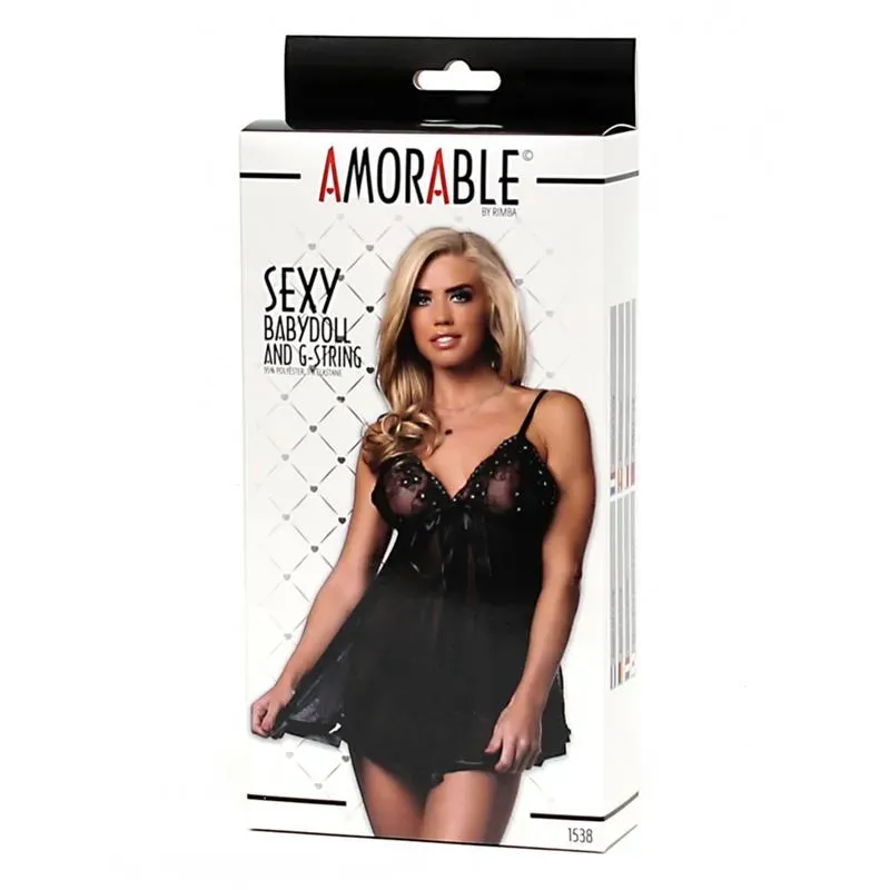 AMORABLE babydoll stringiga, lilleline muster