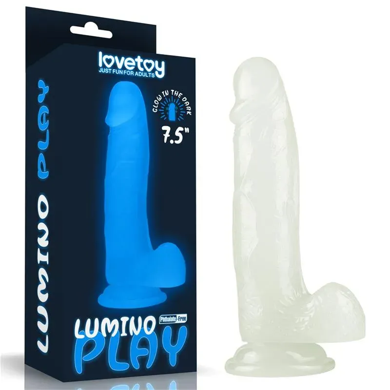 LOVETOY Lumino 7.5 helendav dildo, sinine