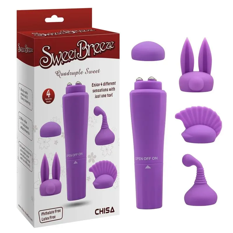CHISA мини-вибратор с 4 насадками Sweet Purple