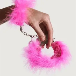 Adrien Lastic наручники металл с перьями, розовые