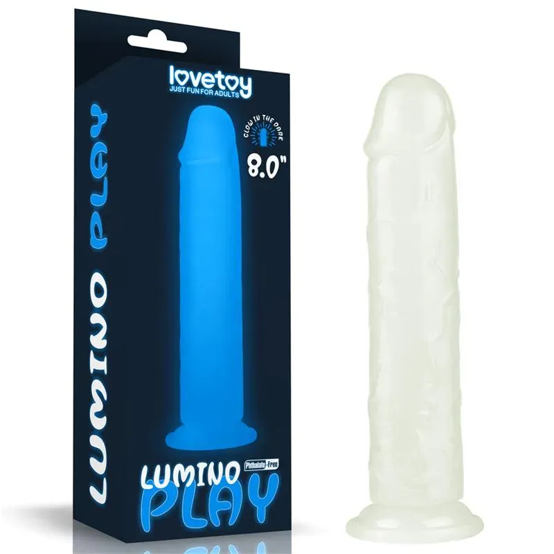 LOVETOY Lumino 8 helendav dildo, sinine