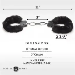 MASTER SERIES Furry Handcuffs käerauad, must