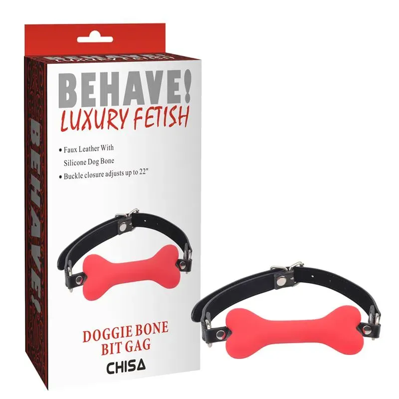 CHISA Doggle Bone Bit — красный кляп с косточкой