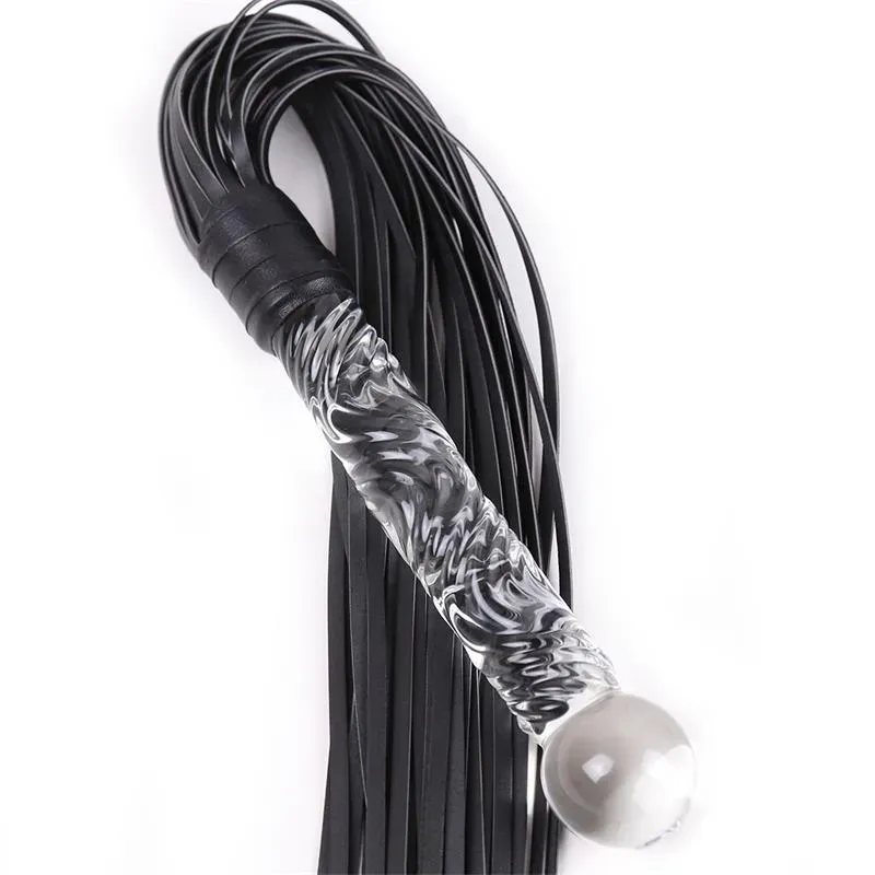 LATETOBED BDSM LINE плеть со стеклянной ручкой 70 см