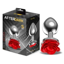 Size S - Metal Anal Plug with Red Rose Base