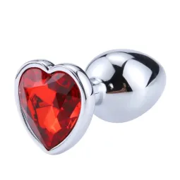 Size M - Butt Plug with Heart Jewel Corazón Red Scarlet