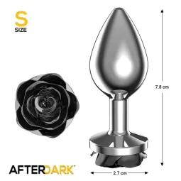 Size S - Metal Anal Plug with Black Rose Base