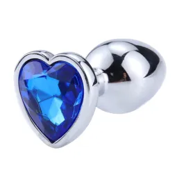 Size L - Heart Shaped Butt Plug Blue Sapphire