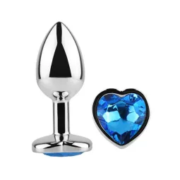 Size L - Heart Shaped Butt Plug Blue Sapphire