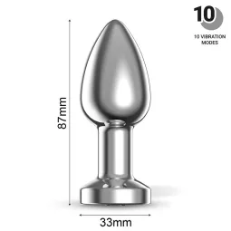 Size M - Dimpor Chrome Anal Plug with Vibration and Magnetic USB