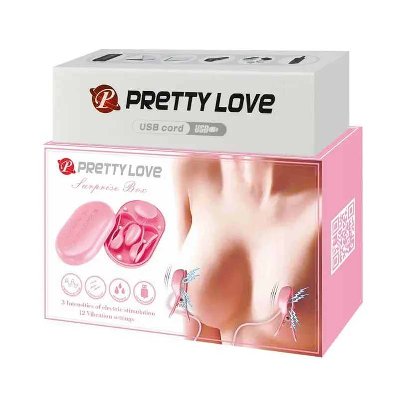 PRETTYLOVE Surprise Box виброяйцо и зажимы для сосков