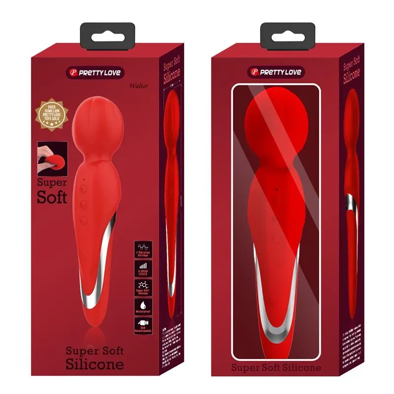 PRETTYLOVE Walter Wand punane wand-vibraator