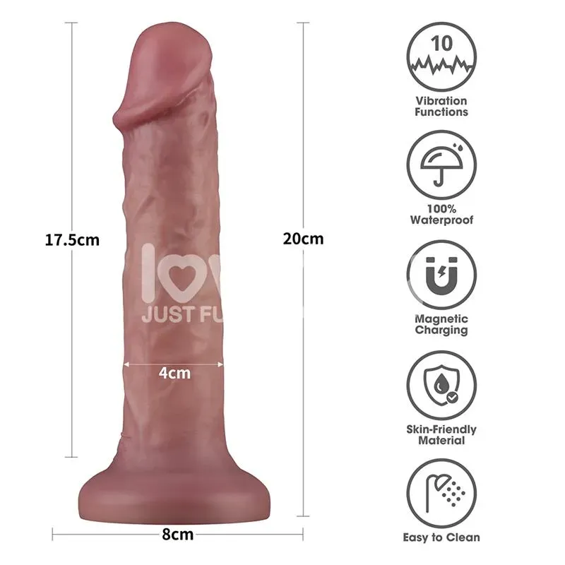 LOVETOY Dual Density вибрирующий дилдо, 20 см