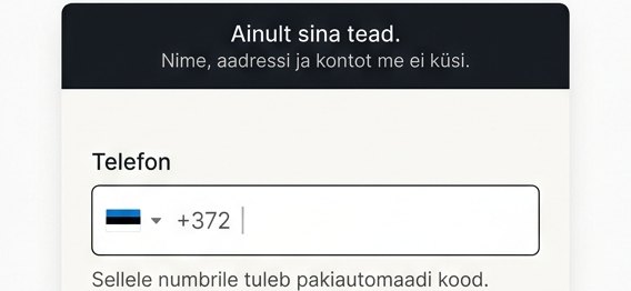 Checkouti vaade: ainult telefoninumbri väli