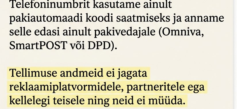 Privaatsuspoliitika lõik andmete jagamisest