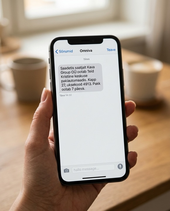 Pakiautomaadi SMS, saatjaks Kava Group OÜ